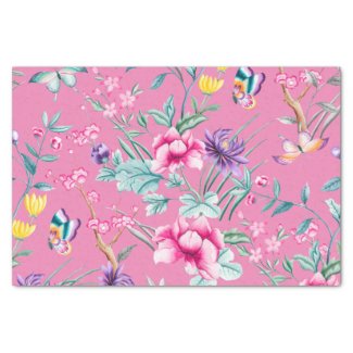 Cute Hot Pink Floral & Butterflies Pattern