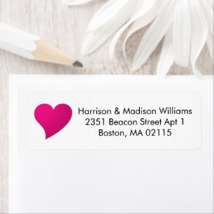 Cute hot pink fuchsia heart custom Return Address  Label