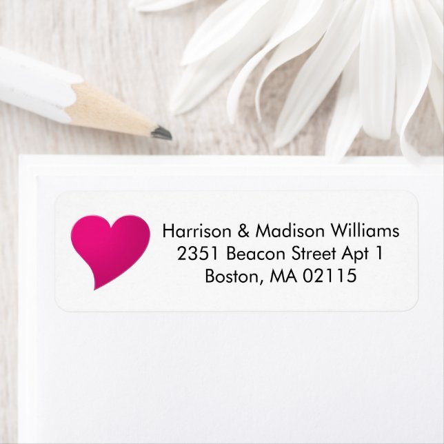 Cute hot pink fuchsia heart custom Return Address  Label (Insitu)