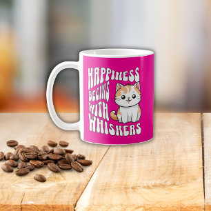 Cute hot pink funny cat saying coffee mug