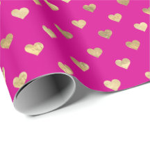 Cute Hot Pink Gold Hearts Pattern