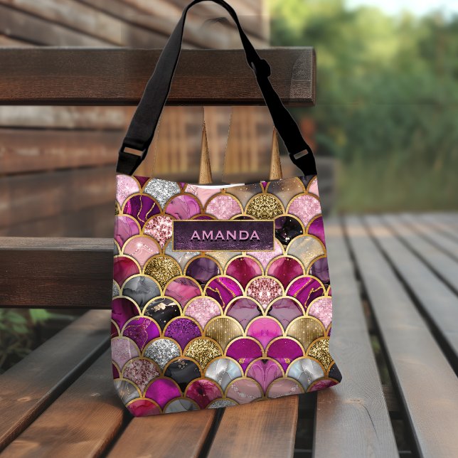 Cute hot pink gold mermaid scales girly crossbody bag (Creator Uploaded)