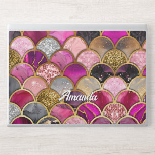 Cute hot pink gold mermaid scales girly HP laptop skin