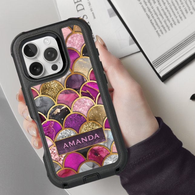 Cute hot pink gold mermaid scales girly  otterbox iPhone case (Creator Uploaded)