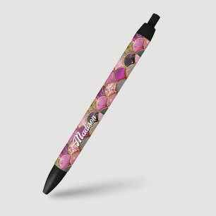 Cute hot pink gold mermaid scales girly pen