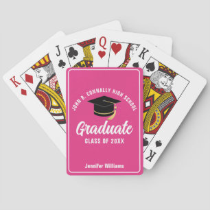 Cute Hot Pink Graduation Party Custom Poker Cards
