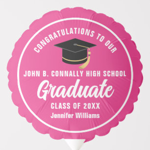 Cute Hot Pink Graduation Party Personalized Balloon