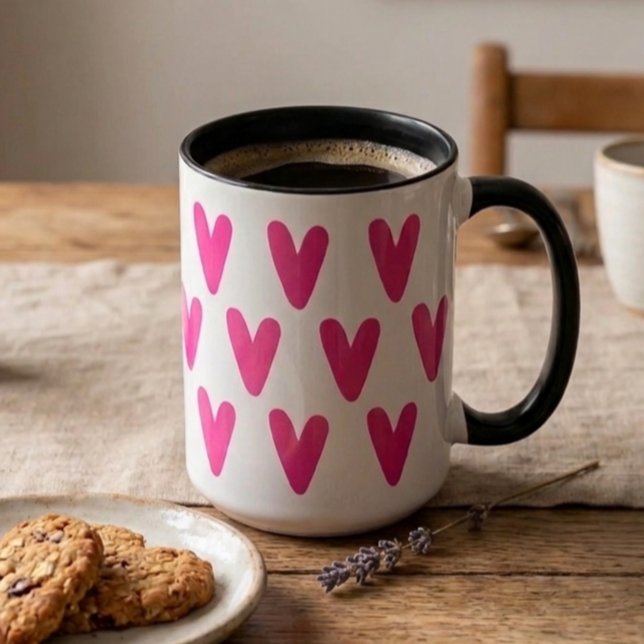 Cute Hot Pink Heart Pattern Mug (Creator Uploaded)