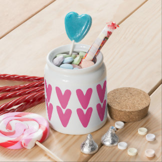 Cute Hot Pink Heart Pattern Valentine's Day Treat Candy Jar