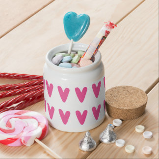 Cute Hot Pink Heart Pattern Valentine's Day Treat Candy Jar