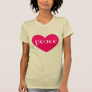 Cute Hot Pink Heart peace Message T-Shirt