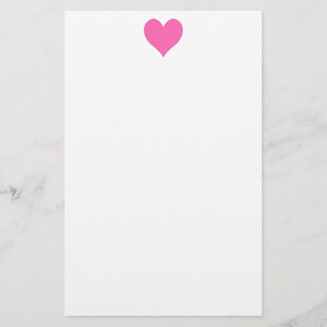 Cute Hot Pink Heart Stationery (Front)