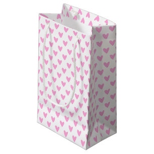 Cute Hot Pink Hearts Pattern Small Gift Bag