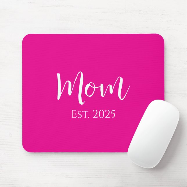 Cute Hot Pink New Mom Mother's Day  Mouse Pad (With Mouse)