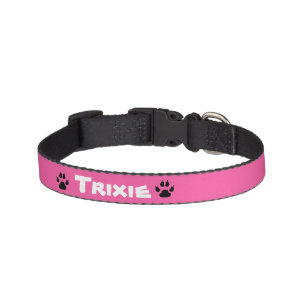 Cute Hot Pink Paw Prints Dogs Personalized Pet Collar