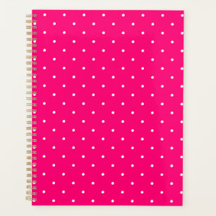 Cute hot pink polka dot pattern girly modern planner