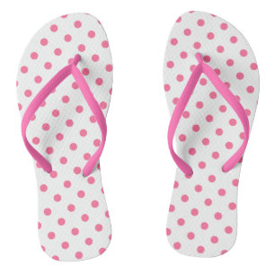 Cute Hot Pink Polkadots - Flip Flops Slim Straps
