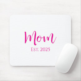 Cute Hot Pink Script New Mom Mother's Day Mouse Pad