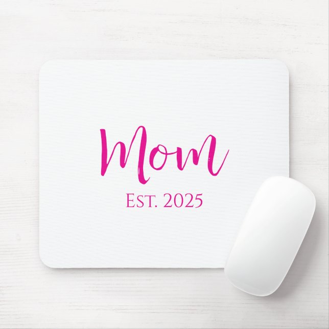 Cute Hot Pink Script New Mom Mother's Day  Mouse Pad (With Mouse)