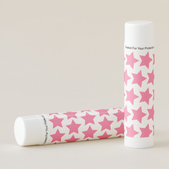 Cute Hot Pink Stars Pattern Lip Balm (Front)