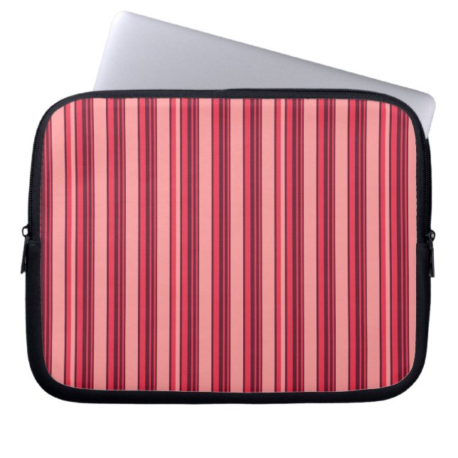Cute hot pink stripes laptop sleeve (Front)
