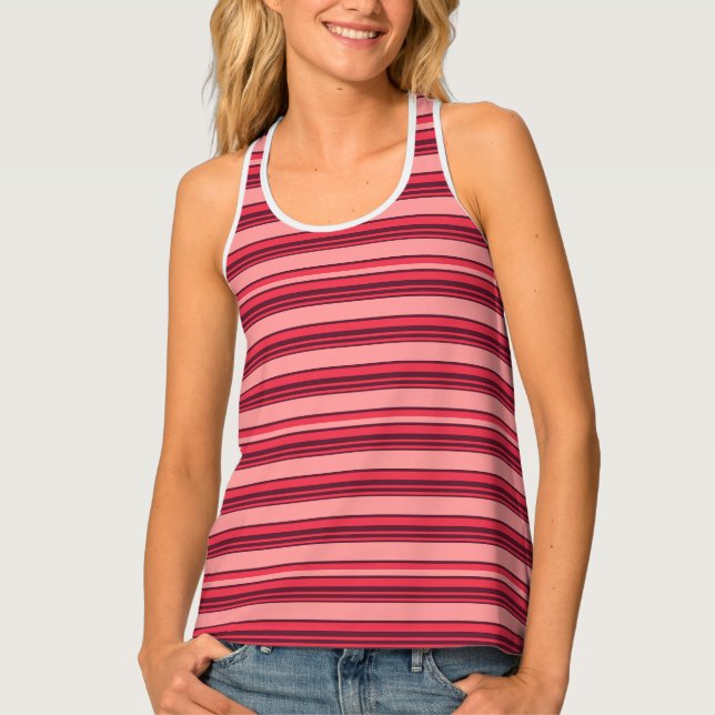 Cute hot pink stripes throw pillow tank top (Front)
