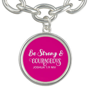 Cute Hot Pink Strong and Courageous Simple Bracelet