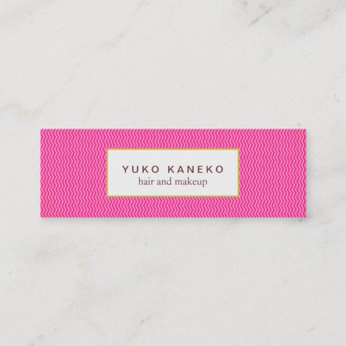 Cute Hot Pink Subtle Chevron Pattern Beauty Mini Business Card