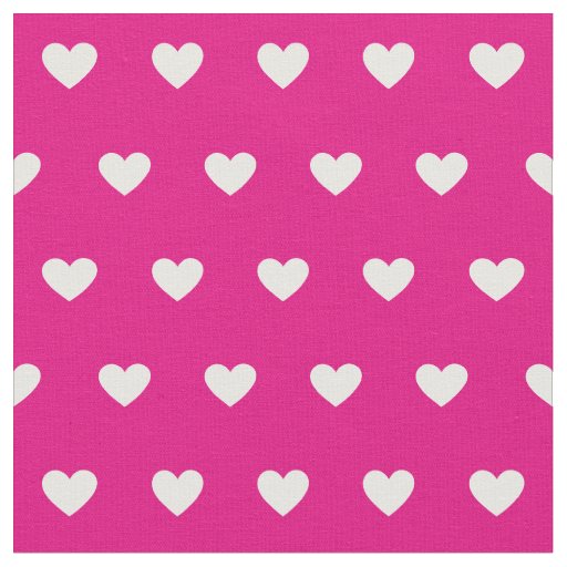 Cute Hot Pink White Hearts Dot Pattern  Fabric