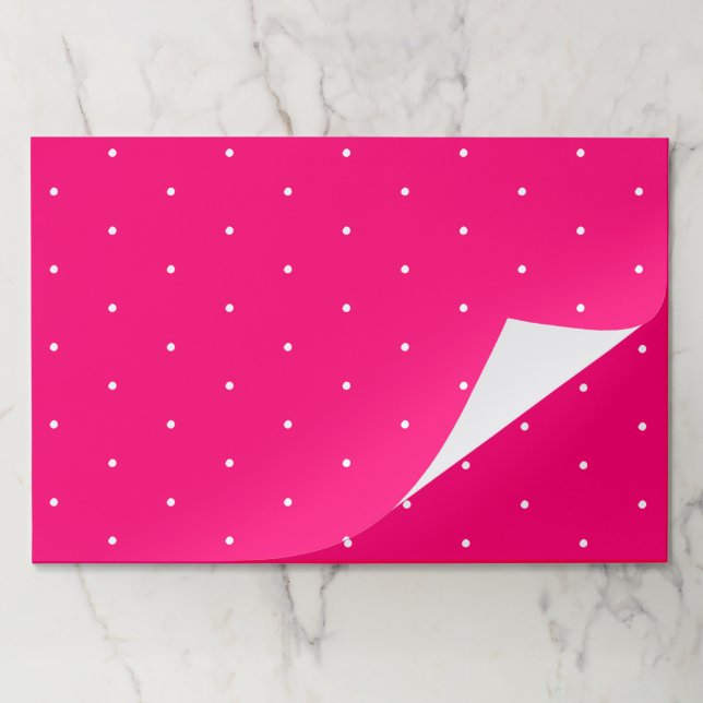Cute hot pink white polka dots paper placemats (Folded)