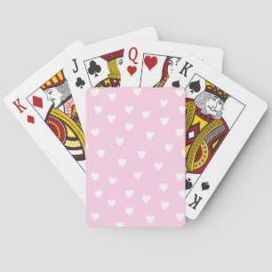 Cute Hot Pink with White Hearts Poker Cards