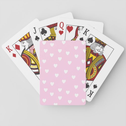 Cute Hot Pink with White Hearts Poker Cards