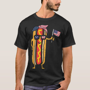 Cute Hotdog Bun Sunglasses Happy 4th Of July Ameri T-Shirt