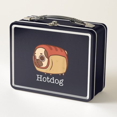 Cute Hotdog  Lovely Pug Dog Lover Metal Lunch Box