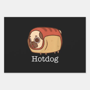 Cute Hotdog Lovely Pug Dog Lover Wrapping Paper Sheets