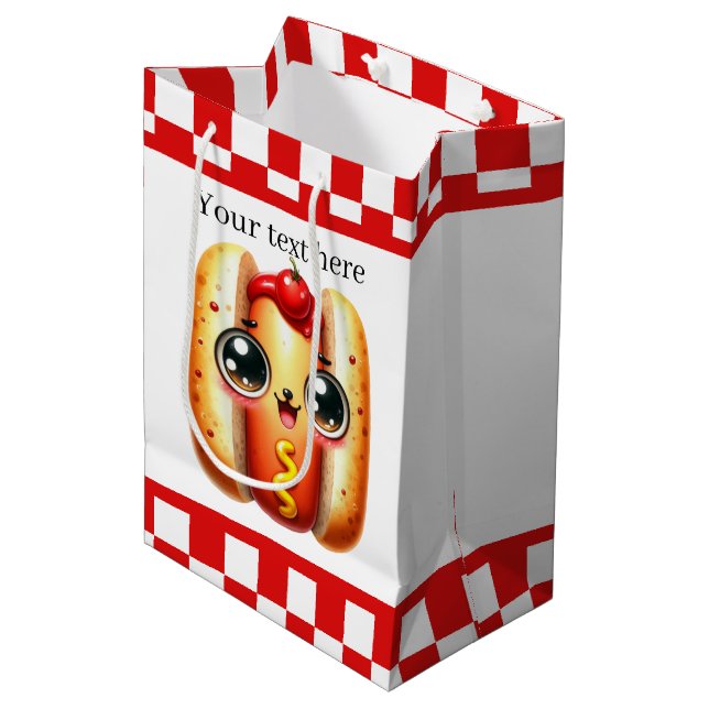Cute hotdog lovers customizable  medium gift bag (Front Angled)