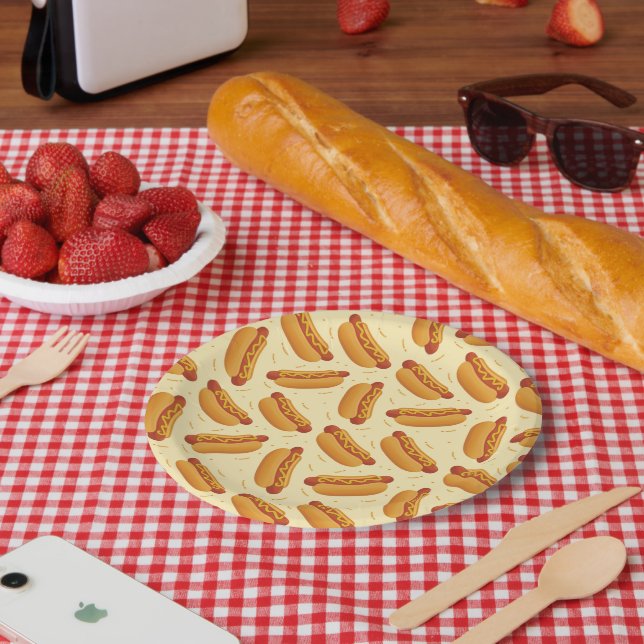 cute hotdog party lovers paper plates (Picnic)