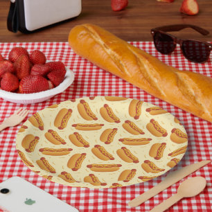 cute hotdog party lovers paper plates