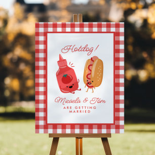 Cute Hotdog Picnic Red BBQ Bridal Shower Sign