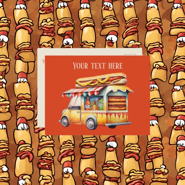 Cute hotdog vendors add message  postcard (Creator Uploaded)