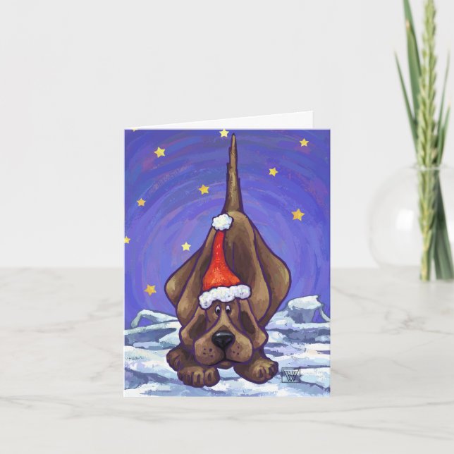 Cute Hound Dog Holiday Card (Front)