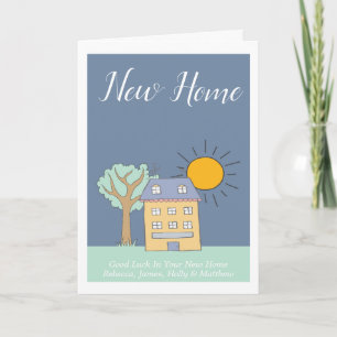 Cute House and Tree Themed New Home Personalized Card