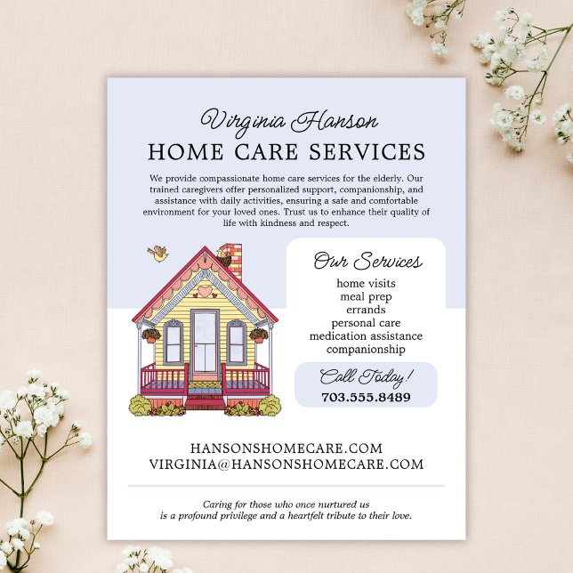 Cute House Caregiver Caretaker Services Flyer (Creator Uploaded)