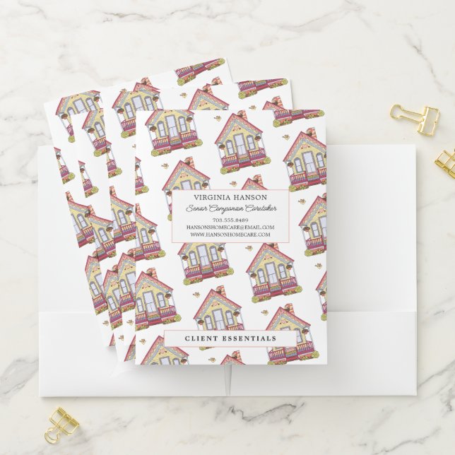 Cute House Caregiver Client Care Pocket Folder (In Situ)