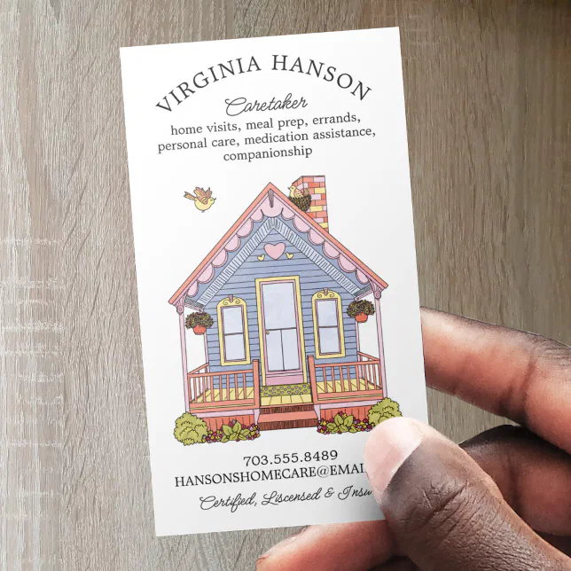Cute House Caregiver Services Business Card | Zazzle