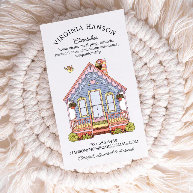 Cute House Caregiver Services Business Card | Zazzle