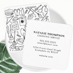Cute House Cleaner Maid Housekeeping Cleaning Square Business Card