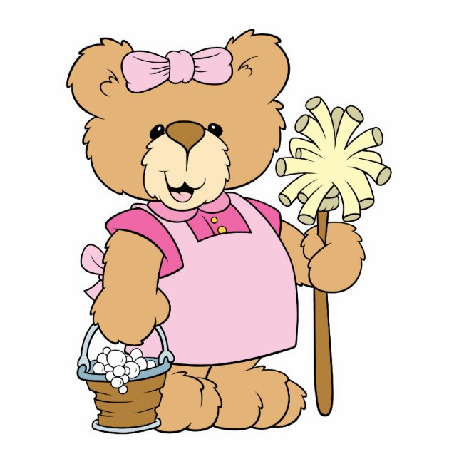 Cute House Cleaning Bear Cutout (Front)
