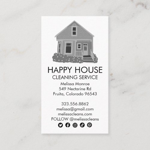 Cute House Cleaning Home Services Social Icons Business Card