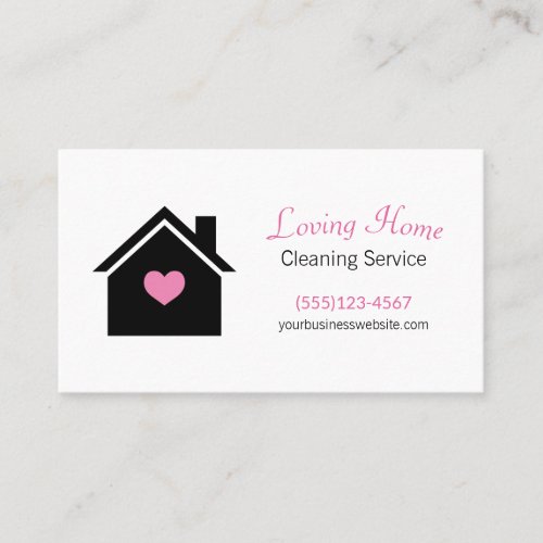 Cute House Cleaning Housekeeping Service Heart Business Card